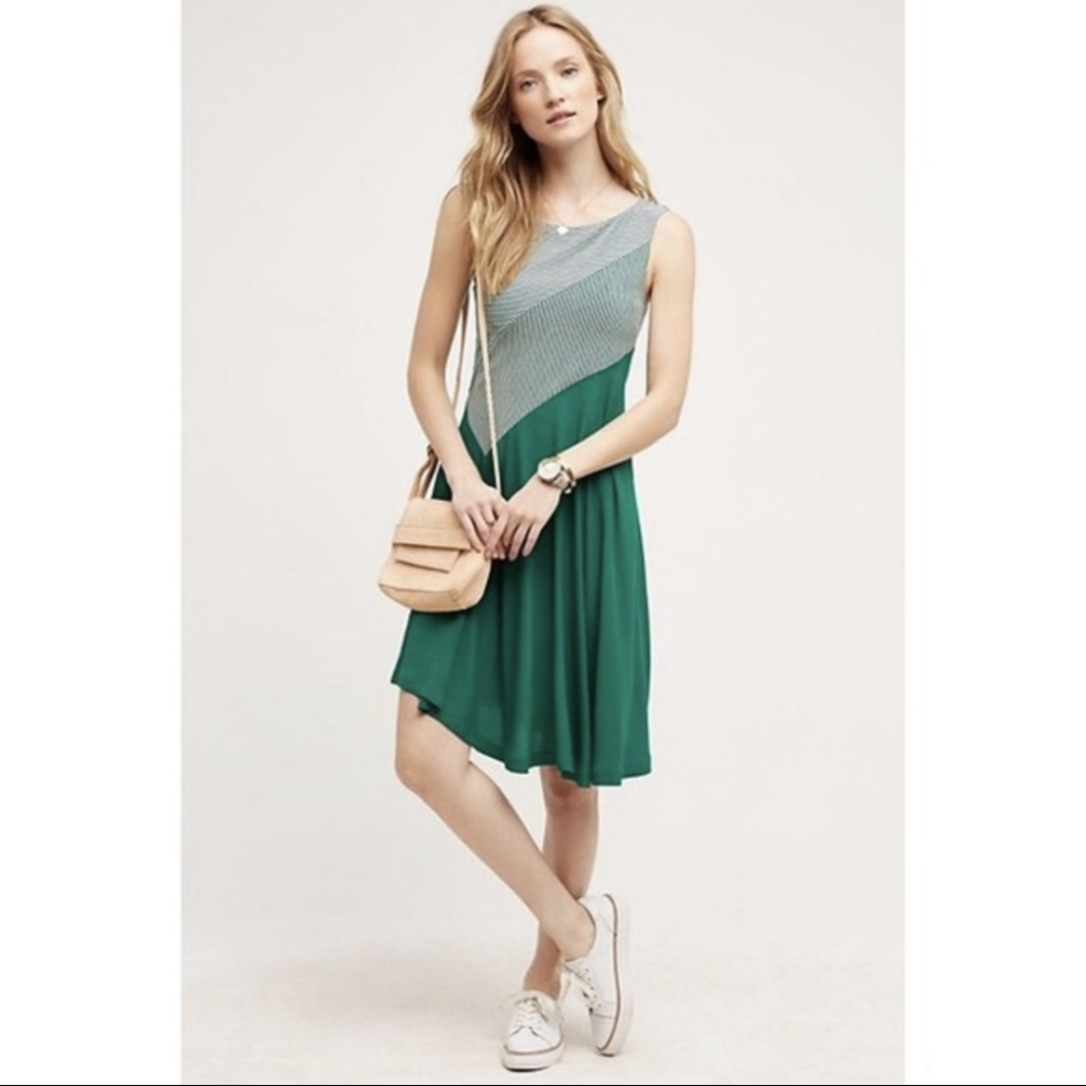 Maeve green stripped dress